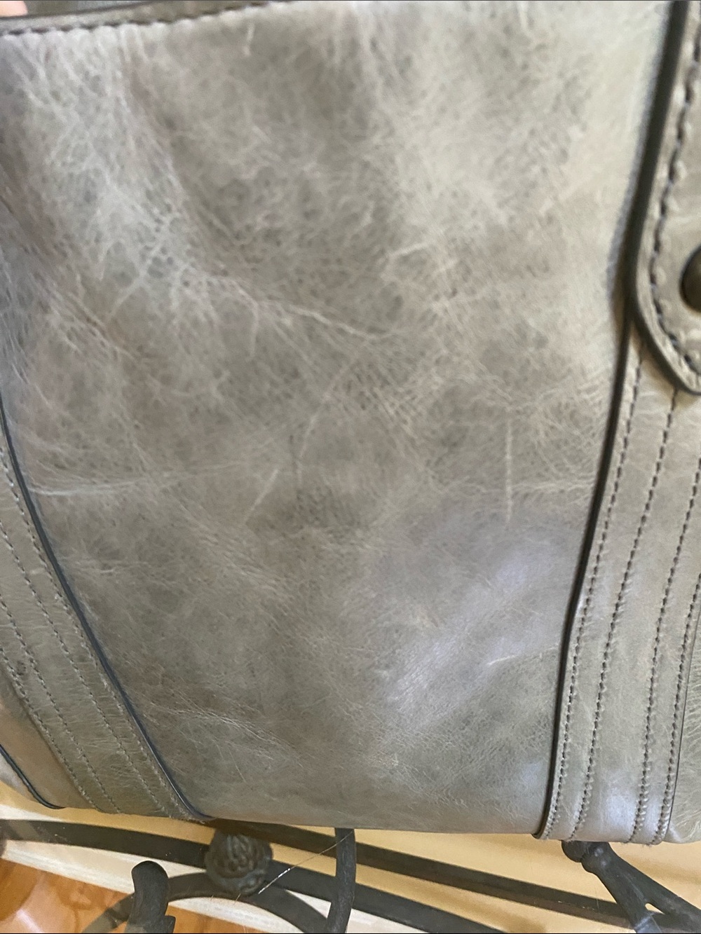 NWT FRYE $358 Fern Sage Green Distressed Leather Shoulder Tote w/Frye Duster bag - Picture 13 of 14